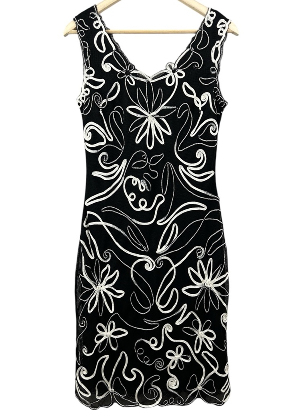 Frank Lyman Sheath Dress Embroidered Mesh Overlay Floral Size 10